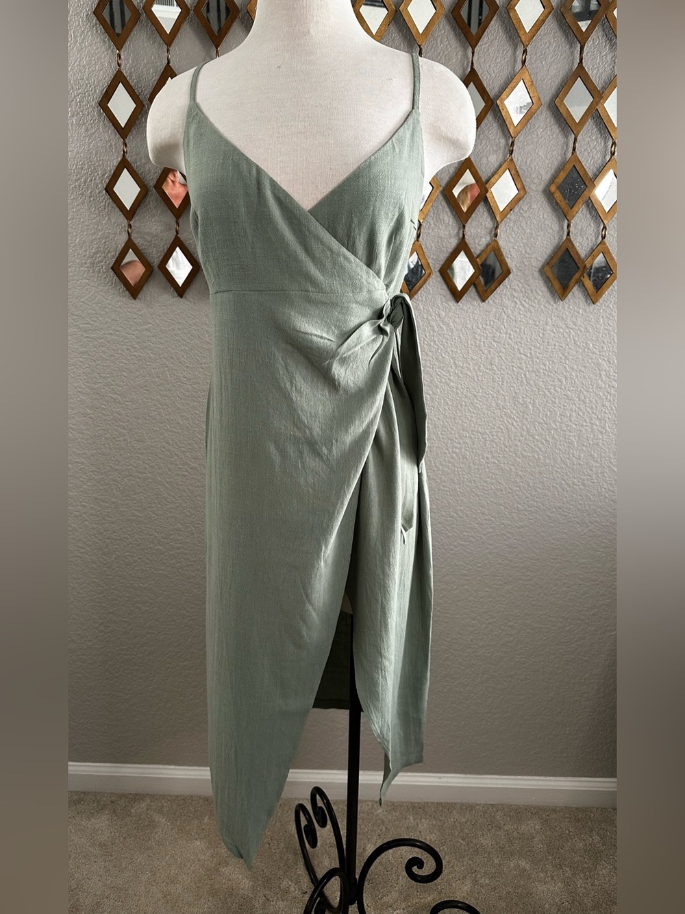 NWT REVEROF Sage Green Sleeveless Wrap Dress